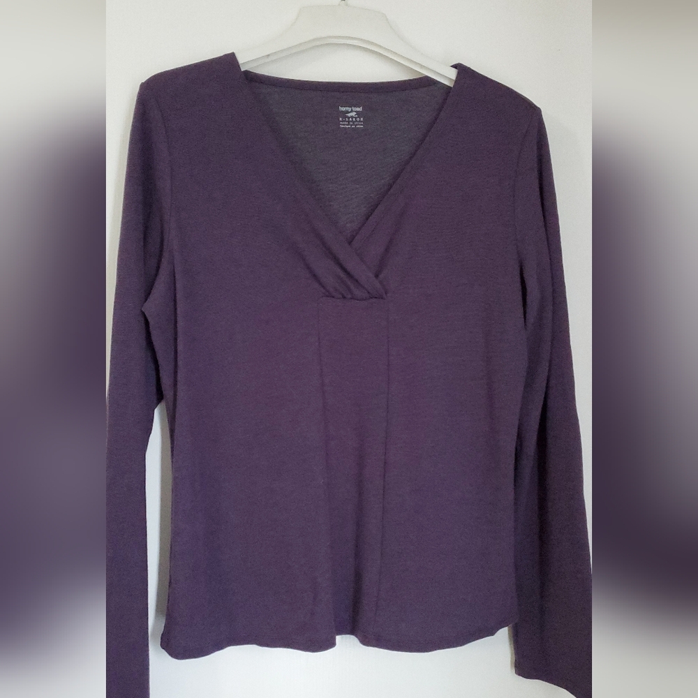 Horny Toad Heathered Purple Cotton Long-Sleeved Yoga Tee, XL, 12-14